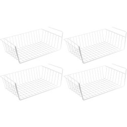 Présentation Corbeilles suspendues métal blanc, espace de rangement, lot 4