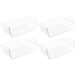 Corbeilles suspendues métal blanc, espace de rangement, lot 4