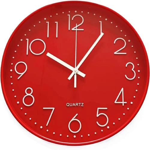 Horloge Murale Silencieuse Moderne JZK, Rouge, Quartz - Vue principale
