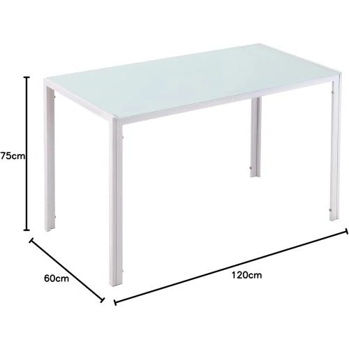Détail de Table moderne rectangulaire, métal, verre trempé, blanc