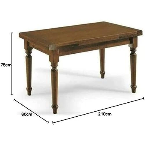 Zoom sur Table Extensible Bois Noyer Foncé, Table Salle à Manger Rectangulaire, Style Art Pauvre