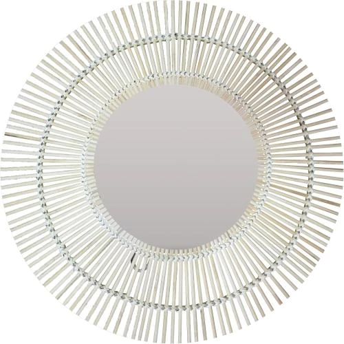 Miroir mural rond, 55 cm, bambou naturel, design élégant - Vue principale