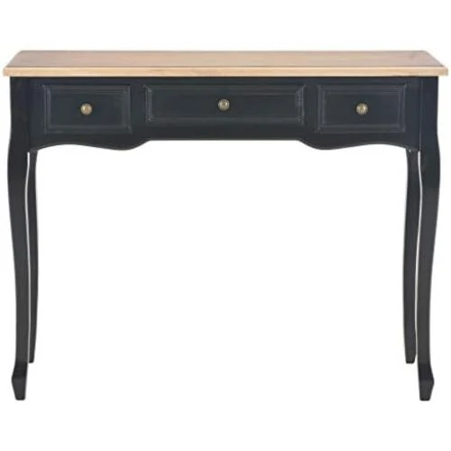 Zoom sur Table Console Coiffeuse 3 Tiroirs, Meuble Chambre Salon Entrée Noir