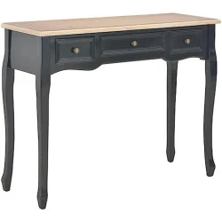 Table Console Coiffeuse 3 Tiroirs, Meuble Chambre Salon Entrée Noir