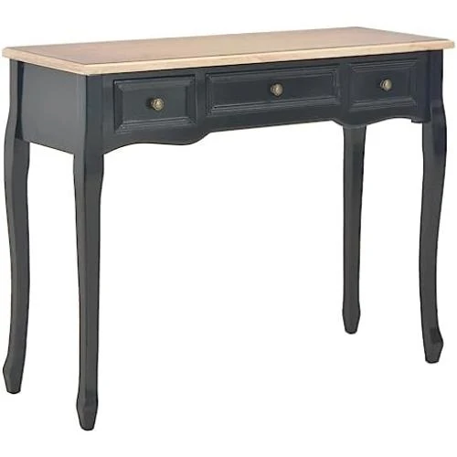 Table Console Coiffeuse 3 Tiroirs, Meuble Chambre Salon Entrée Noir - Vue principale