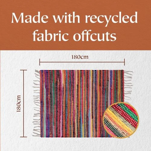 Détail de Tapis Chindi Multicolore Shabby Chic, Second Nature Online