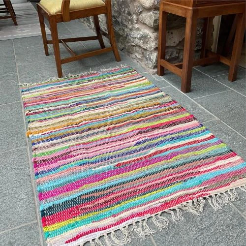 Zoom sur Tapis Chindi Multicolore Shabby Chic, Second Nature Online