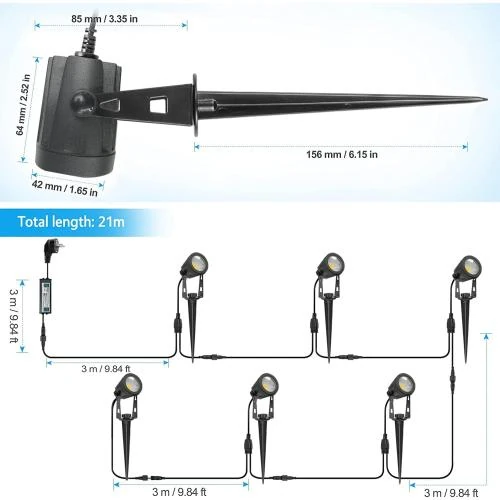 Détail de Spot LED Exterieur LUNSY, 6 Pack, Blanc Chaud, Etanche