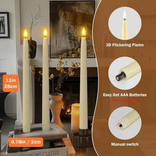 Détail de Bougies LED Décoratives, Lot de 10, Télécommande, Vacillante