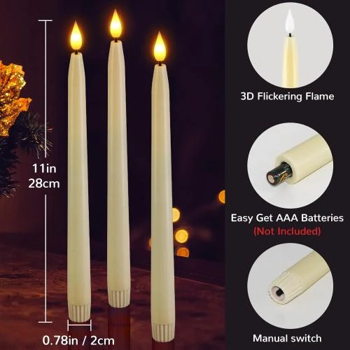 Zoom sur Bougies LED Décoratives, Lot de 10, Télécommande, Vacillante