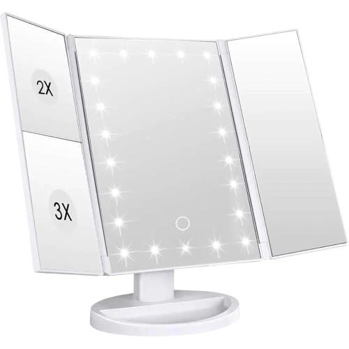 Miroir maquillage éclairage LED, USB, grossissement 1X 2X 3X - Vue principale