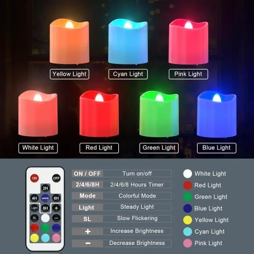 Détail de Bougies chauffe-plat rechargeables, télécommande, LED RVB