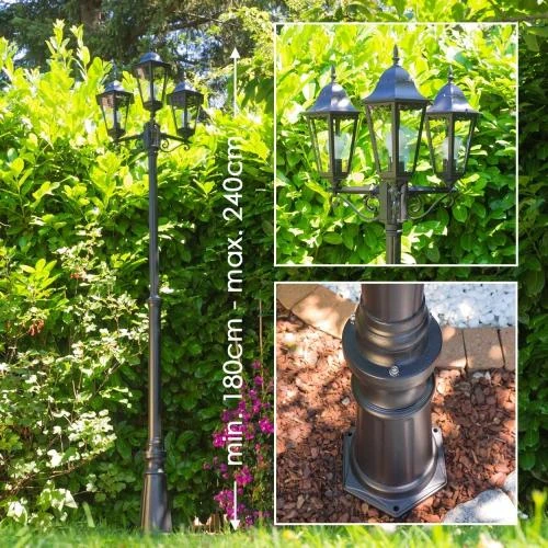 Détail de Lampadaire Hofstein, antique, noir mat, 3 lumières, verre clair