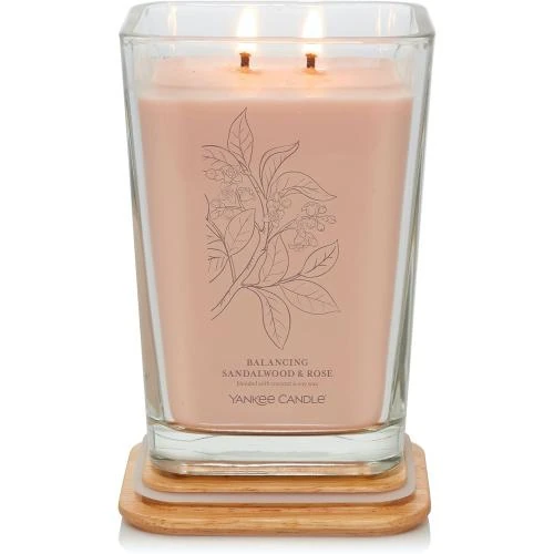 Détail de Bougie Carrée Yankee Candle Santalwood, Rose, Well Living