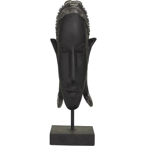 Sculpture femme africaine Polystone déco, noir - Vue principale