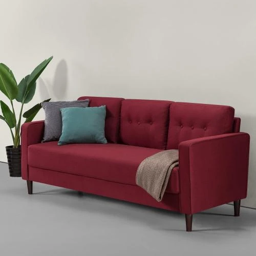 Canapé-lit ZINUS Mikhail, design années 1950, rouge rubis - Vue principale