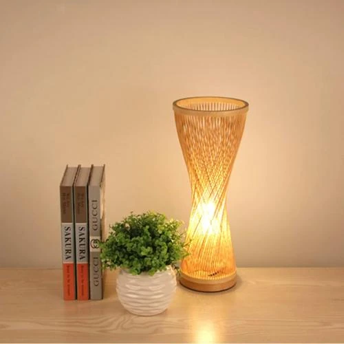 Zoom sur Lampe de table en bambou DUNMW, style Zen, décoratif