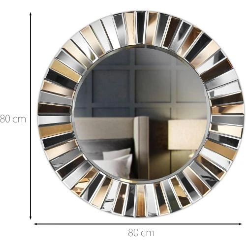 Détail de Miroir Mural Rond Luxe CARME, Effet 3D, Or Rose