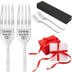 Fourchettes Gravez I, Cadeau Saint Valentin, Argent Inoxydable