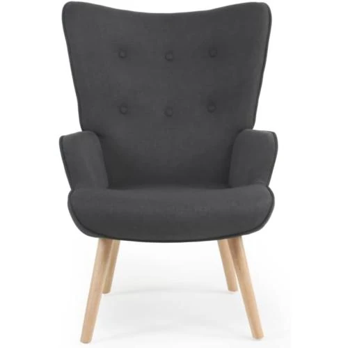 Zoom sur Fauteuil scandinave Ivar IDMarket, Repose Pieds Gris Anthracite