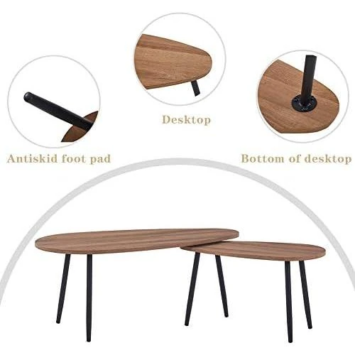 Zoom sur Lot de 2 Tables Gigognes Scandinaves pour Salon - Design Élégant