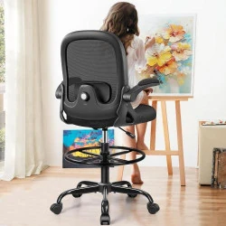 Chaise de bureau ergonomique AtHope, repose-pieds réglable, noir