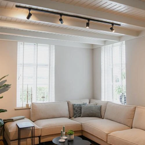 Détail de QAZQA Jeana Spot Luminaire Plafond Noir, Éclairage Moderne