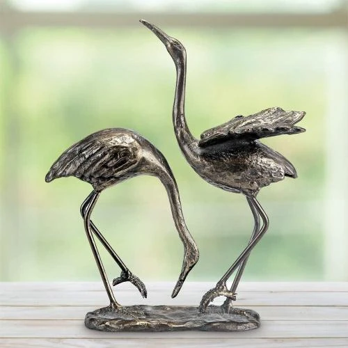 Détail de Sculpture Jardin Héron Fonte Seaside Splendor