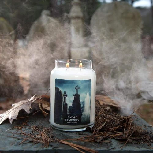 Détail de Bougie Village Candle Ghost Cemetery, Grand Bocal Blanc