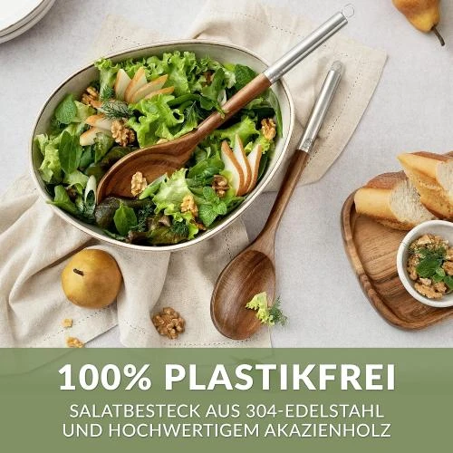 Détail de Couverts à salade AMORE MIO, Acier inoxydable, Écologiques