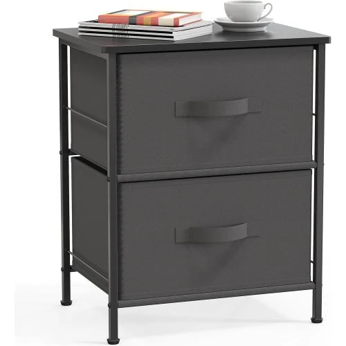 Table de chevet Simple Houseware, organiseur 2 niveaux, gris foncé - Vue principale