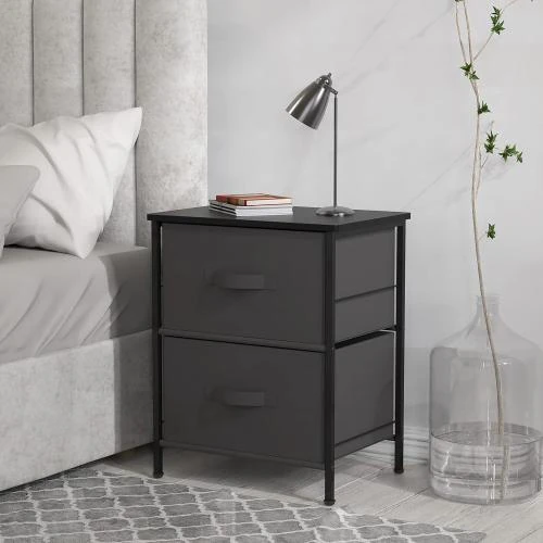 Zoom sur Table de chevet Simple Houseware, organiseur 2 niveaux, gris foncé
