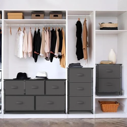 Détail de Table de chevet Simple Houseware, organiseur 2 niveaux, gris foncé