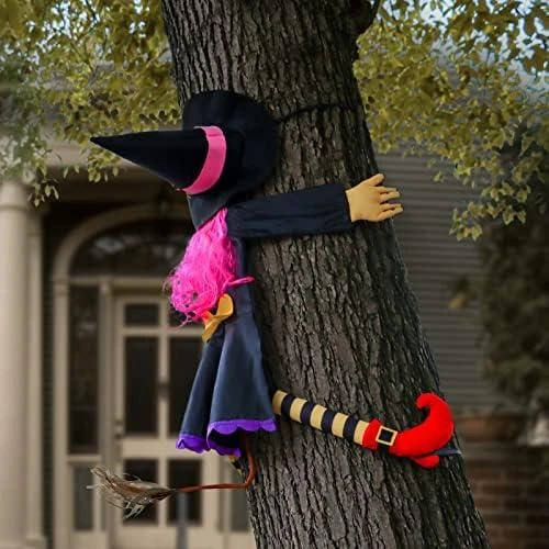 Zoom sur Décorations Halloween Extérieures, Sorcière Suspendue, Accessoires Amusants