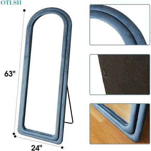 Détail de Miroir de sol bleu, miroir pleine longueur autoportant