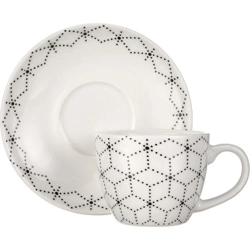 Zoom sur Tognana Metropolis, Set 6 Tasses Café Soucoupes, Blanc