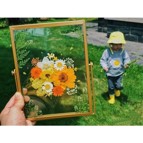 Détail de Cadre photo géométrique fleur séchée Namvo, verre décoratif