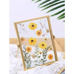 Cadre photo géométrique fleur séchée Namvo, verre décoratif