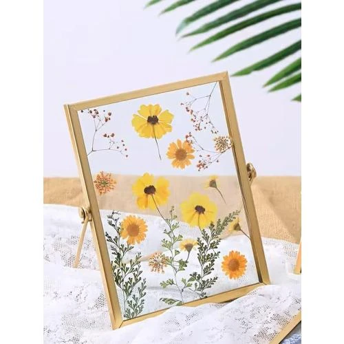 Cadre photo géométrique fleur séchée Namvo, verre décoratif - Vue principale