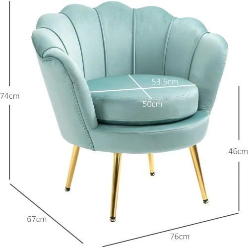 Zoom sur Canapé moderne velours bleu clair, accoudoirs rembourrés