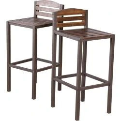 Tabourets de Bar Acacia Marron Foncé, Lot de 2 Rustique