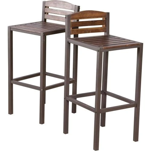 Tabourets de Bar Acacia Marron Foncé, Lot de 2 Rustique - Vue principale