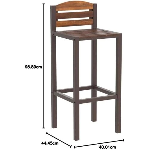 Zoom sur Tabourets de Bar Acacia Marron Foncé, Lot de 2 Rustique