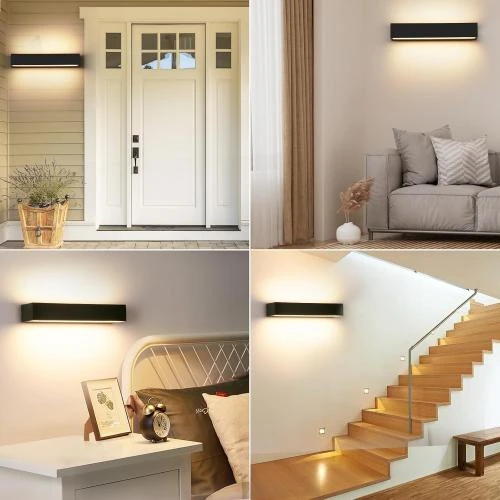 Zoom sur Appliques Murales Intérieures Noires, LED 36W, Étanches