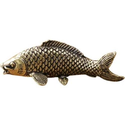 Statue Poisson Chinois Feng Shui Besportble, Laiton, Or