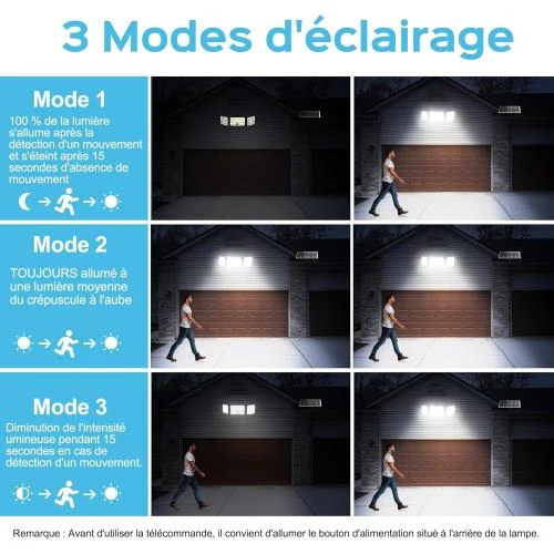 Zoom sur Lampe Solaire Exterieur 3000mAh 3000LM IP65 LED Sécurité