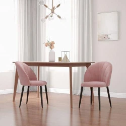Chaises Ergonomiques Nordiques en Velours Rose, Salon et Salle à Manger en situation