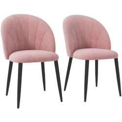 Chaises Ergonomiques Nordiques en Velours Rose, Salon et Salle à Manger