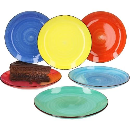 Assiettes à dessert multicolores, design rétro, robustes - Vue principale