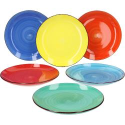 Assiettes à dessert multicolores, design rétro, robustes en situation